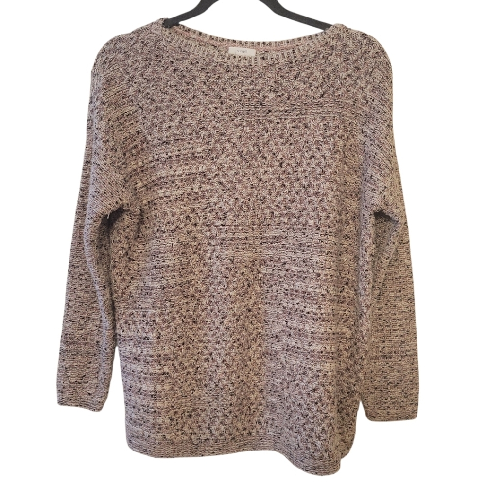 J. Jill Purejill Brown‎ & Cream Marled Oversized Sweater Size Small